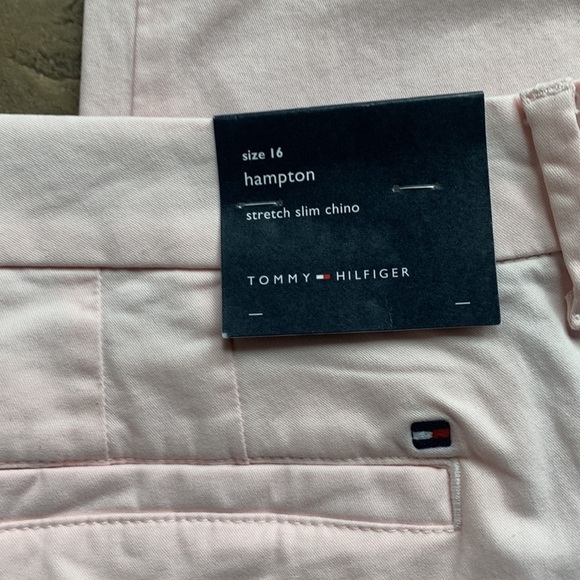 Tommy Hilfiger Hampton Stretch Slim Pink Chino Pants Sz 16 NWT - Picture 7 of 14